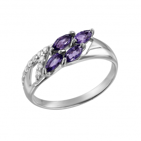 Damenring mit Amethyst und Zirkonia