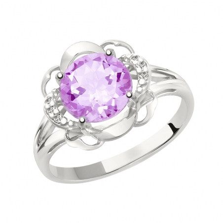 Damenring mit Amethyst und Zirkonia